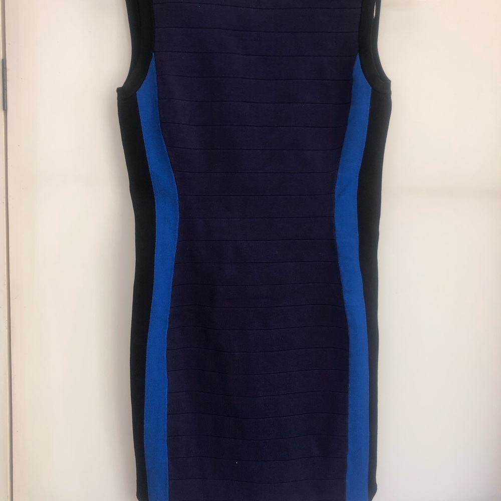Sleeveless Colorblock Bodycon Dress in Navy and Royal Blue